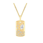 Load image into Gallery viewer, 14K Yellow Gold Pear Diamond Dog Tag Pendant Necklace