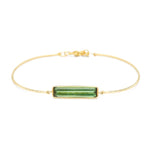 Load image into Gallery viewer, 18K Yellow Gold Green Tourmaline Bar Bangle