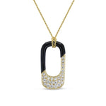 Load image into Gallery viewer, 14K Yellow Gold Open Oval Black Onyx and Diamond Necklace