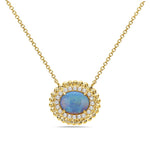 Load image into Gallery viewer, 14K Yellow Gold Opal Diamond Necklace