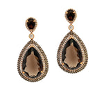 Load image into Gallery viewer, 18K Rose Gold Double Drop Smokey Quartz and Diamond Earrings