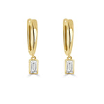 Load image into Gallery viewer, 14K Yellow Gold Baguette Diamond Hoop Earrings
