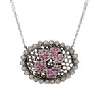 Load image into Gallery viewer, 18K White Gold Pink Sapphire and Diamond Flower Necklace - FINAL SALE