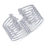 Load image into Gallery viewer, 18K White Gold Split Multi Row Diamond Bangle