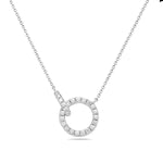 Load image into Gallery viewer, 14K White Gold Diamond Circle Pendant Necklace