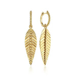 Load image into Gallery viewer, 14K Yellow Gold Drop Leaf Earrings