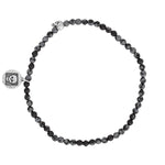 Load image into Gallery viewer, JOHN VARVATOS Skull Sterling Silver Obsidian Beaded Single-Strand Bracelet, 3mm Beads