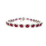 Load image into Gallery viewer, 18K White Gold Oval Ruby and Diamond Bracelet