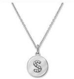 Load image into Gallery viewer, Diamond Mini Disc "S" Initial Pendant
