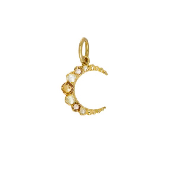 SETHI COUTURE 18K Yellow Gold Small Crescent Multi-Color Diamond Pendant