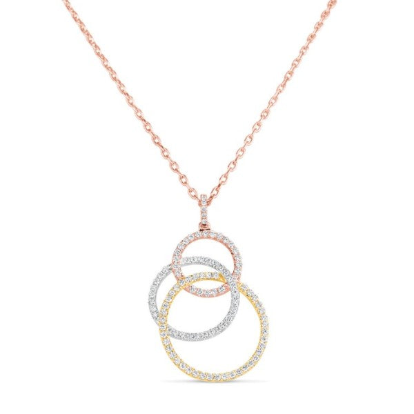 18K Tri-Color Gold Linking Circle Diamond Necklace