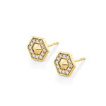 Load image into Gallery viewer, MICHAEL M 14K Yellow Gold Mini Hex Diamond Stud Earrings