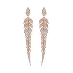 Load image into Gallery viewer, STEPHEN WEBSTER 18K Rose Gold Magnipheasant Long Tail Feather Pave Diamond Earrings
