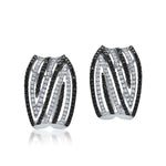 Load image into Gallery viewer, ESTATE 18K White Gold Black and White Diamond Zig-Zag Earrings