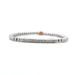 Load image into Gallery viewer, 18K White GoldDiamond Bar Beaded Stretchable Bracelet