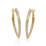 Load image into Gallery viewer, 14K Yellow Gold Diamond Inside/Out Pointed Hoop Earrings
