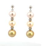 Load image into Gallery viewer, 18K White Gold Multi-Shade Freshwater Pearl Earrings