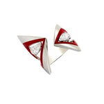 Load image into Gallery viewer, ETHO MARIA Platinum and Red Ceramic Ring with Diamond Pears