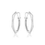 Load image into Gallery viewer, 18K White Gold & Diamond Hexagon Hoop Earrings