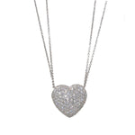 Load image into Gallery viewer, BERGIO 18K White Gold Diamond Puffy Heart Necklace