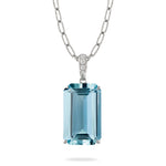 Load image into Gallery viewer, 18K White Gold Aquamarine Pendant