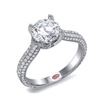 Load image into Gallery viewer, 18K White Gold Pave Diamond Solitaire Engagemenr Ring