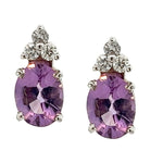 Load image into Gallery viewer, 14K White Gold Amethyst and Diamond Earrings
