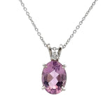 Load image into Gallery viewer, 14K White Gold Amethyst and Diamond Pendant
