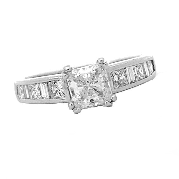 Platinum Baguette and Princess Cut Engagement Ring