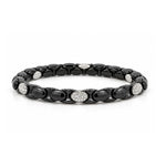 Load image into Gallery viewer, DEMEGLIO 18K White Gold & Polished Black Ceramic 6-Element Diamond Anacondina Stretchable Bracelet