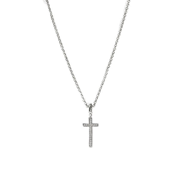 JOHN HARDY Essential Silver Diamond Pave' Cross Necklace