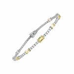 Load image into Gallery viewer, 18K White Gold Yellow and White Diamond Station Tennis Bracelet