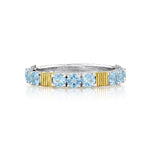 Load image into Gallery viewer, SLOANE STREET Sterling Silver and 18K Yellow Gold Sky Blue Topaz Station Ring