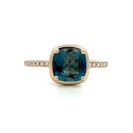 Load image into Gallery viewer, 14K Yellow Gold Bezel London Blue Topaz and Diamond Ring