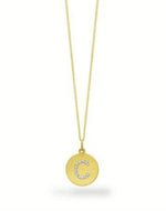 Load image into Gallery viewer, Diamond Initial "C" Disc Necklace