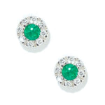 Load image into Gallery viewer, Emerald and Diamond Halo Earrings