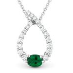 Load image into Gallery viewer, 14K White Gold Emerald and Diamond Pendant Necklace