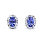 Load image into Gallery viewer, Tanzanite and Diamond Halo Earrings