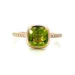 Load image into Gallery viewer, 14K Yellow Gold Peridot and Diamond Ring