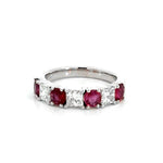 Load image into Gallery viewer, 14K White Gold Alternating Diamond and Ruby Ring