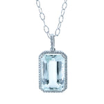 Load image into Gallery viewer, 14K White Gold Aquamarine and Diamond Halo Pendant