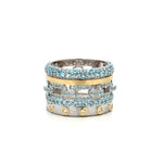 Load image into Gallery viewer, SLOANE STREET Sterling Silver and 18K Yellow Gold Faux Stack Swiss BlueTopaz and Diamond Ring