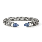 Load image into Gallery viewer, JOHN HARDY Sterling Silver Spear 50 Blue Sapphire 8.9mm Flex Cuff