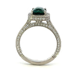 Load image into Gallery viewer, Platinum Diamond Halo and Montana Blue Sapphire Ring