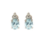 Load image into Gallery viewer, 14k White Gold Aquamarine and Diamond Earrings