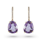 Load image into Gallery viewer, VIANNA 18K Yellow Gold Amethyst and Diamond Drop Earrings