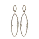 Load image into Gallery viewer, 18K White Gold Diamond Elongated Oval Drop Earrings
