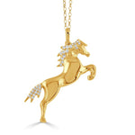 Load image into Gallery viewer, 18K Yellow Gold Equestrian Diamond Pendant