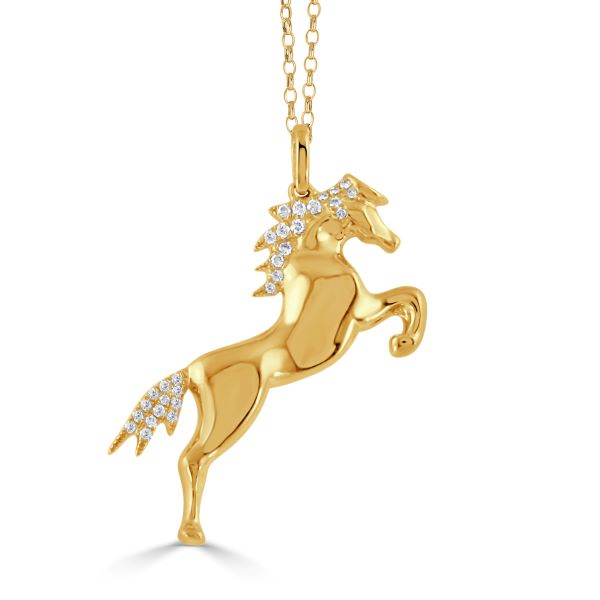 18K Yellow Gold Equestrian Diamond Pendant