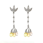Load image into Gallery viewer, 18K White Gold Pink, Yellow, and White Sapphire and Diamond Chandelier Earrings - FINAL SALE